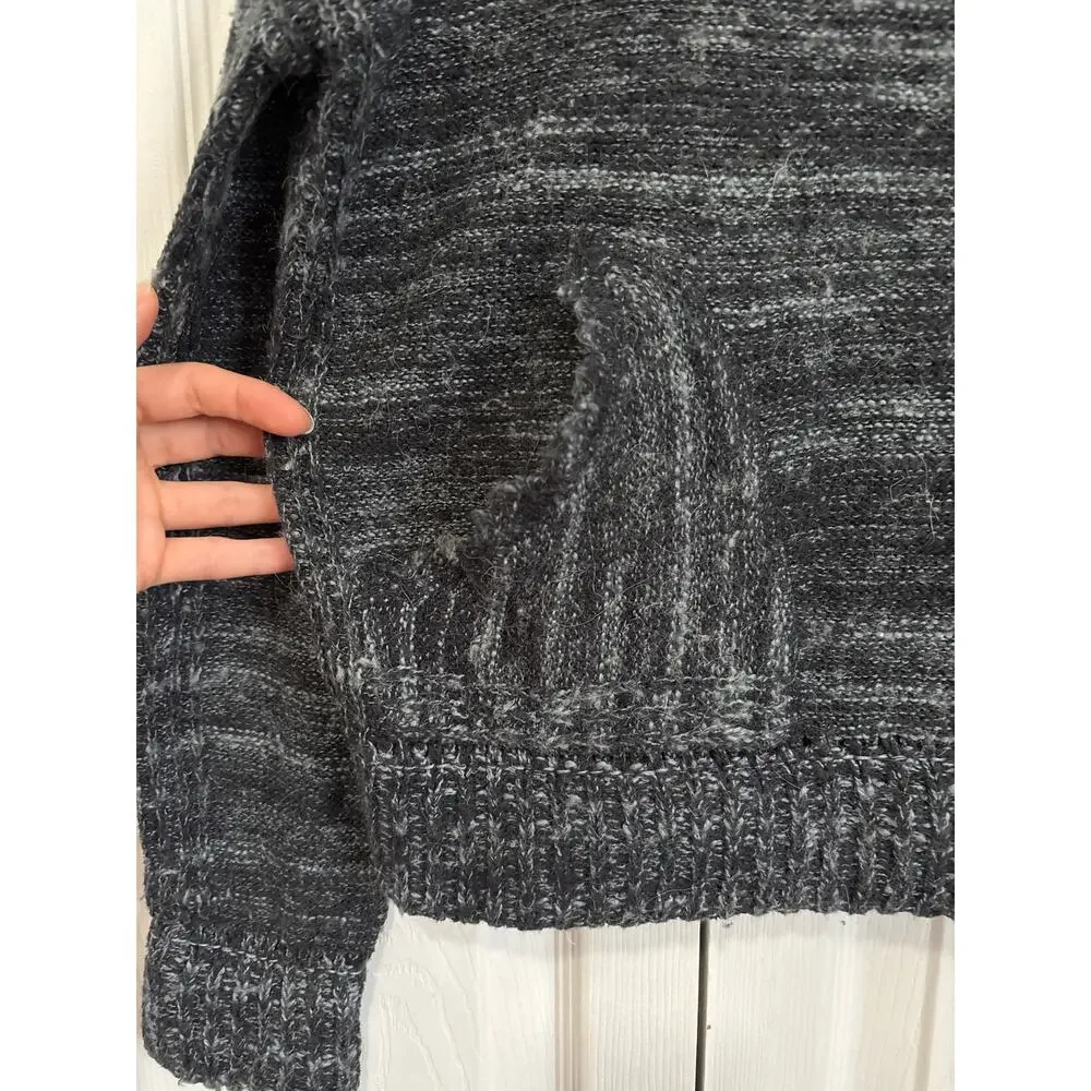 Free People Blue Space Dye Wool Blend Wide Neck Sweater, XS